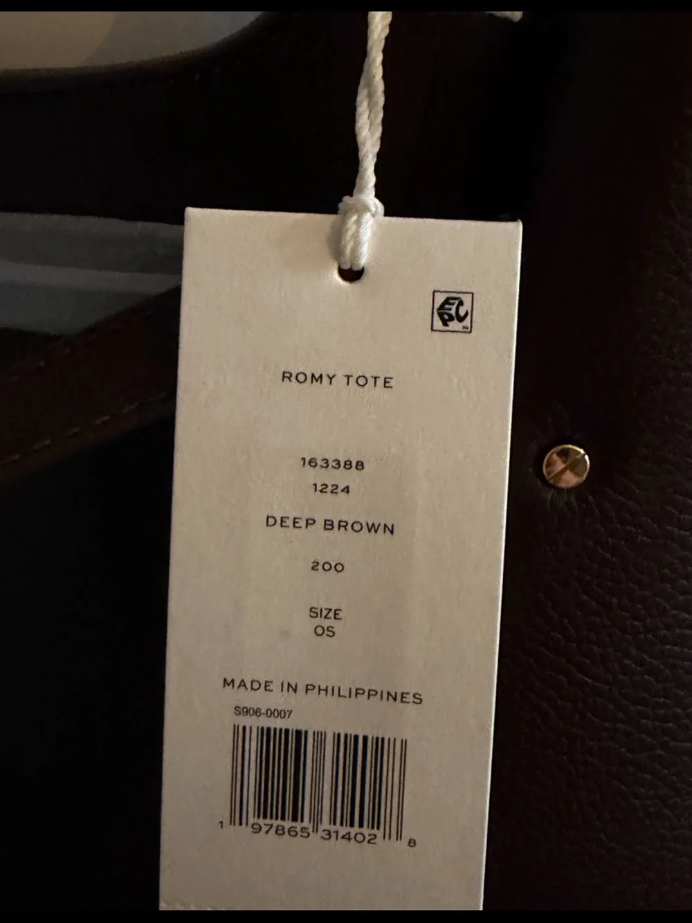 Tory Burch Deep Brown Leather Tote Bag